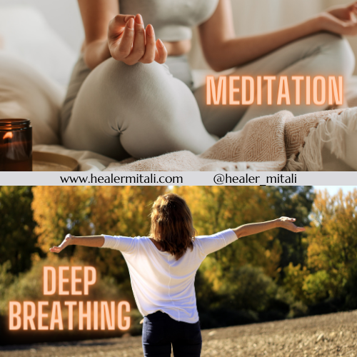 the image shows the importance of meditation and deep breathing